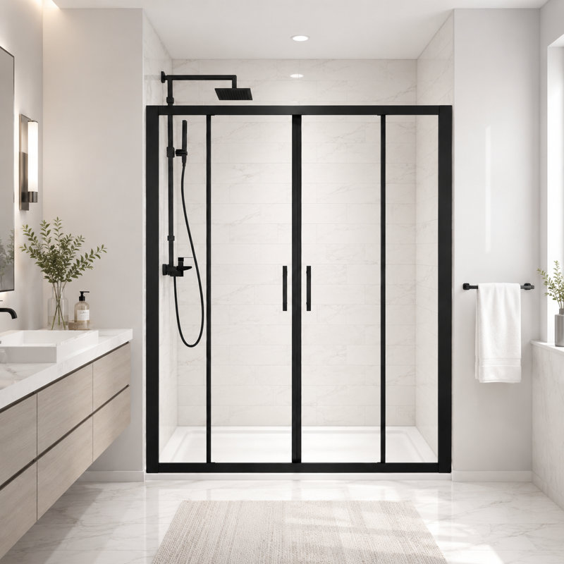 Porte de douche 60W "* 72H" Leryou avec verre trempé de 6mm (1/4 ")