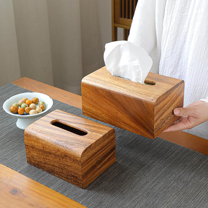 Couvercle de boîte à mouchoirs en bois, H 3,6 po x l 7,7 po x P 5,2 po