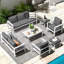 Mobilier de patio extérieur moderne avec table basse et foyer-2076360685-2076360686