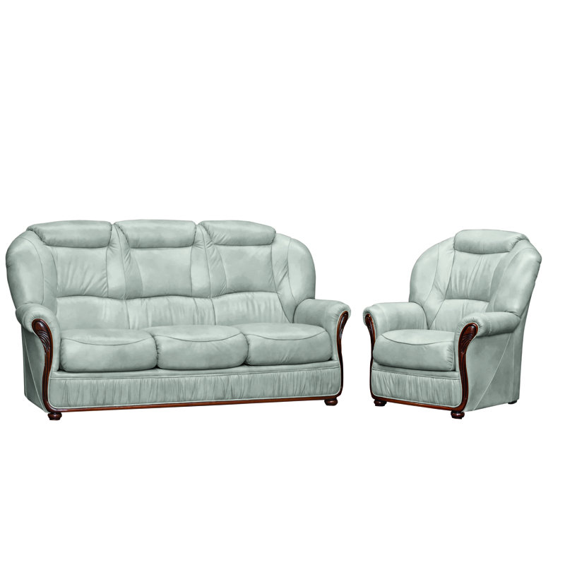 Kirwin 2 - Piece Leather Living Room Set, Grey