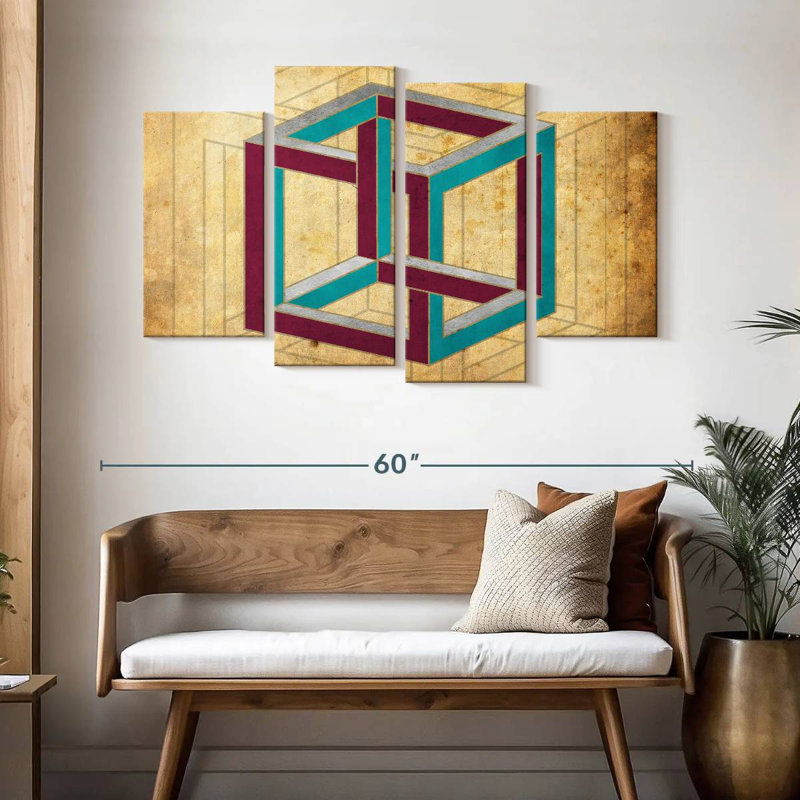 Geometric Cube Illusion, 32" H x 52" W