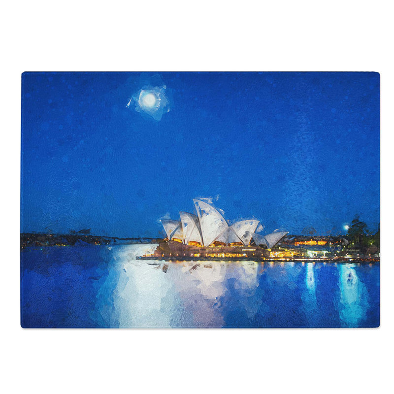 Tempered Glass Sydney Opera House Chopping Board, 28.5 cm W x 20 cm L