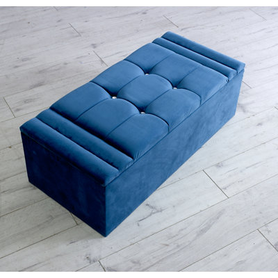 Piqua 102cm Wide Velvet Tufted Rectangle Solid Colour Ottoman with Storage