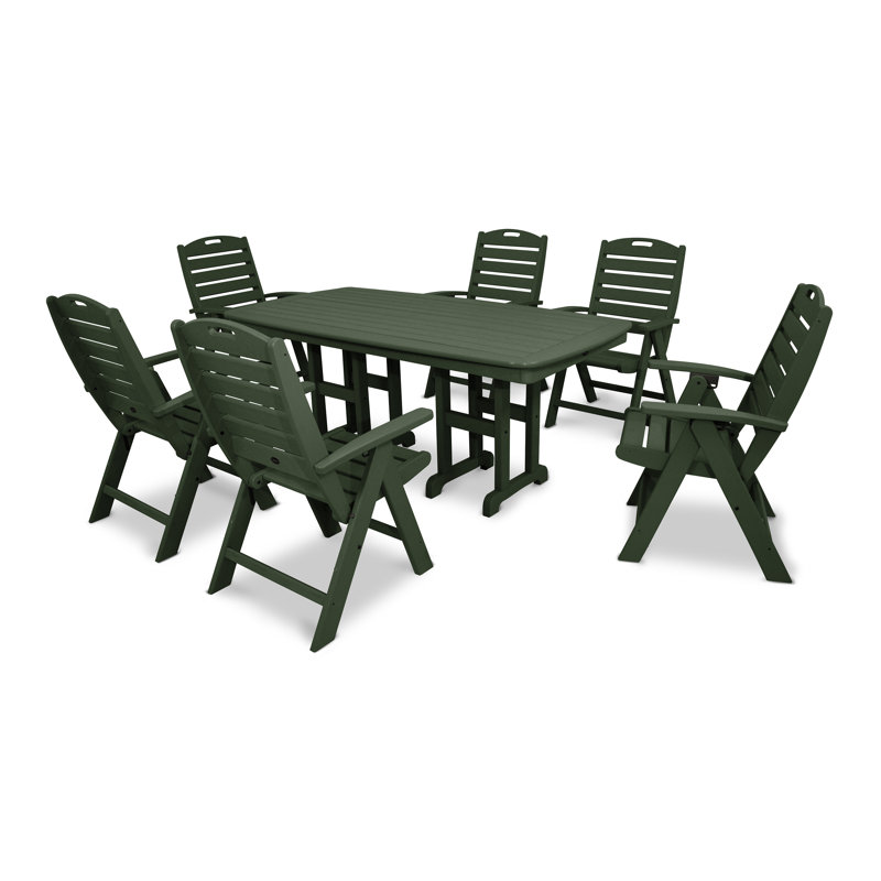 TREX Outdoors Yacht Club Highback 7-Piece Dining Set, Dark Green