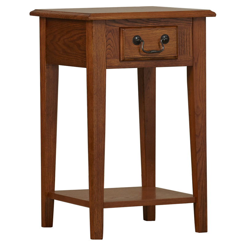 Solid Wood Square Side Table, Medium Oak