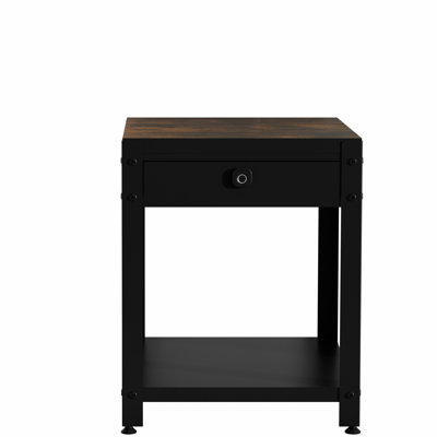 Table basse carrée double avec zone cachée et mécanisme de protection des empreintes digitales, conception à grain de bois, idéale pour les appartements, structure en acier, hauteur de 16,15 po, profondeur verrouillée de 19,74 po