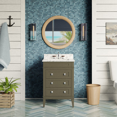 Ensemble de meuble-lavabo simple 24 po Francfort avec comptoir gris vieilli et comptoir en marbre de Carrare