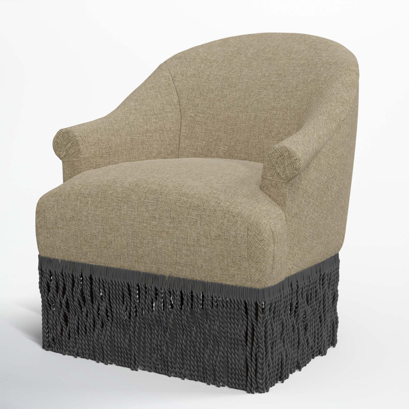 Fauteuil à oreilles Callie, Noir, Lin texturé naturel Zuma
