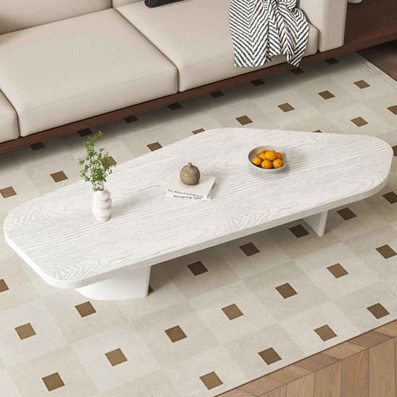 Table à thé créative en bois massif, Blanc, Blanc, H 16,54 po x L 62,99 po x l 31,5 po