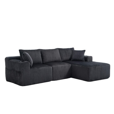 3 Seater Corduroy Modular Corner Sofa with Storage