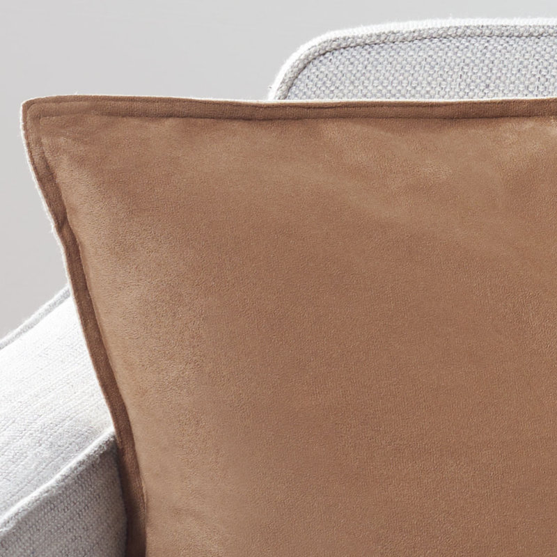 Camel Faux Suede 18-inch Square Throw Pillow