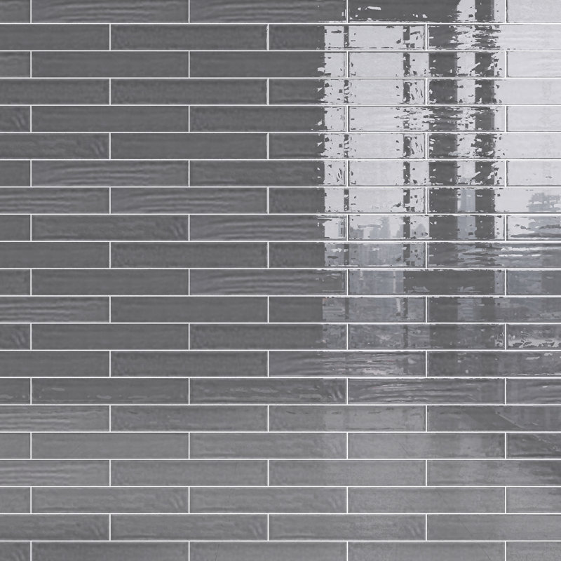 Nova 1.97 in. X 11.81 in. Polished Ceramic Subway Wall Tile, Iron Gray