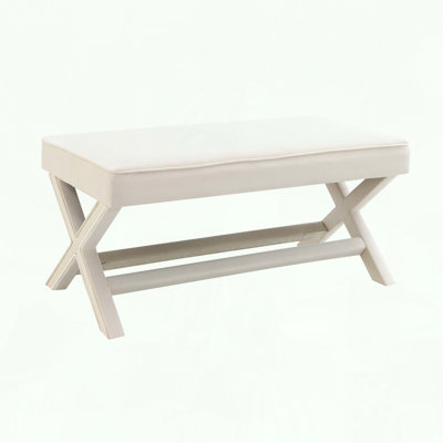 Double Bench with Velvet Upholstery and X-Crossed Legs