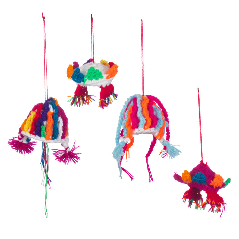 Novica Handmade Colorful Andean Tradition Crocheted Ornaments (Set Of 4)