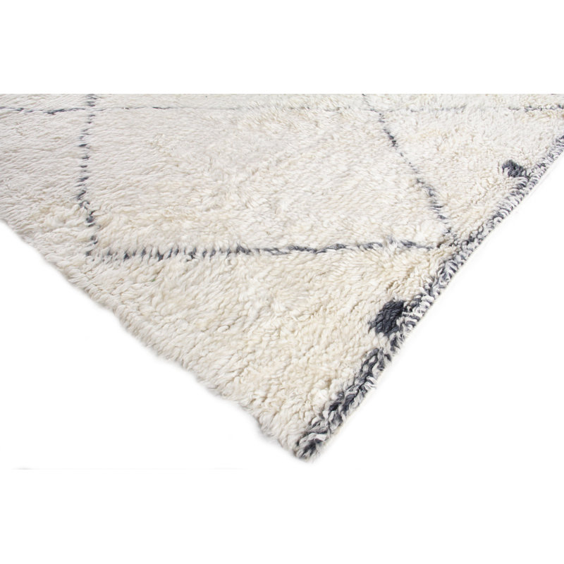 Moroccan Wool Geometric Area Rug, Rectangle 6' x 9'