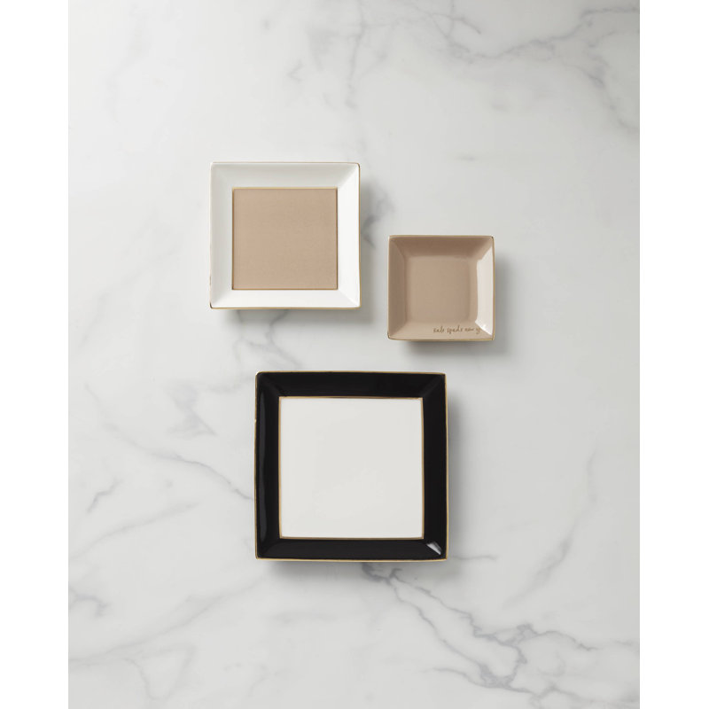 Make It Pop Neutral Black 3-Piece Tray Set, Black/White/Brown