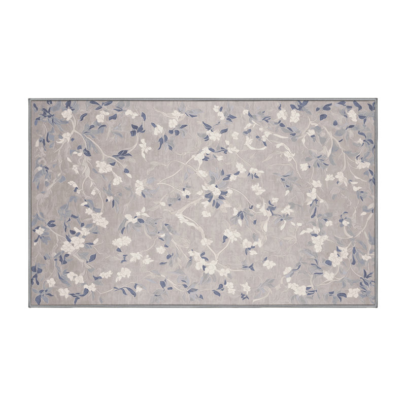 Tapis gris lavable à la machine, Rectangulaire 3 pi x 5 pi