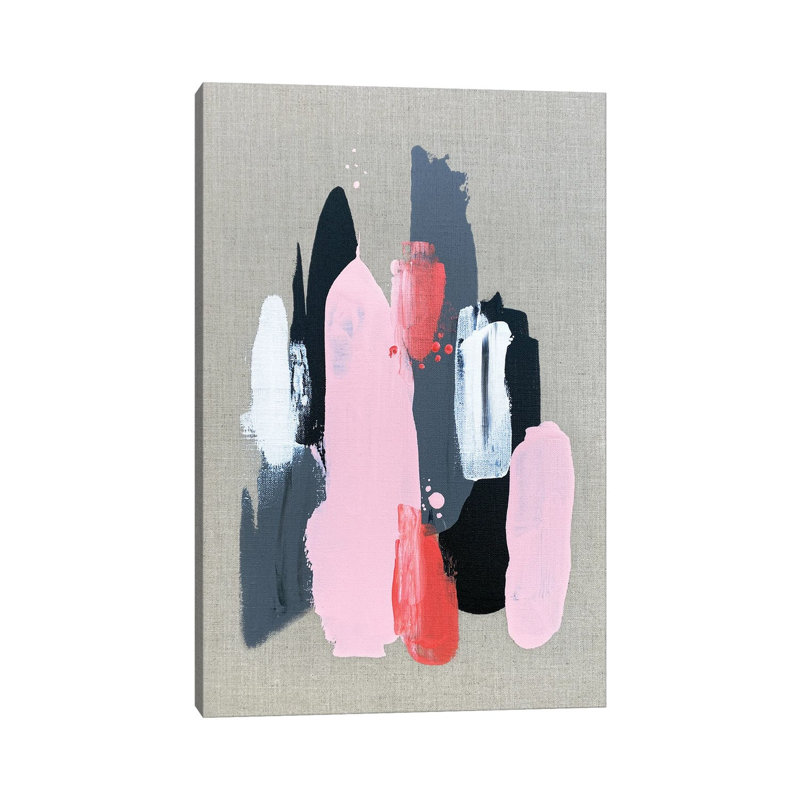 Pink Black And Grey I - Print on Canvas, 30.48 cm H x 45.72 cm W, Wrapped Canvas