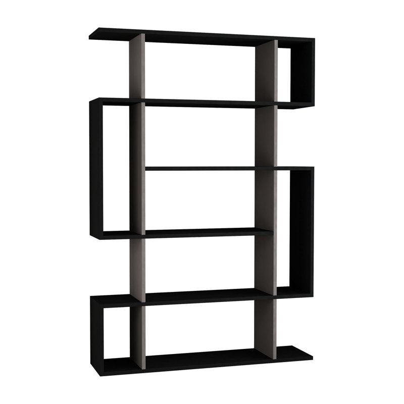 Colombi 161 cm H x 110 cm W Particle Board Geometric Bookcase, Black