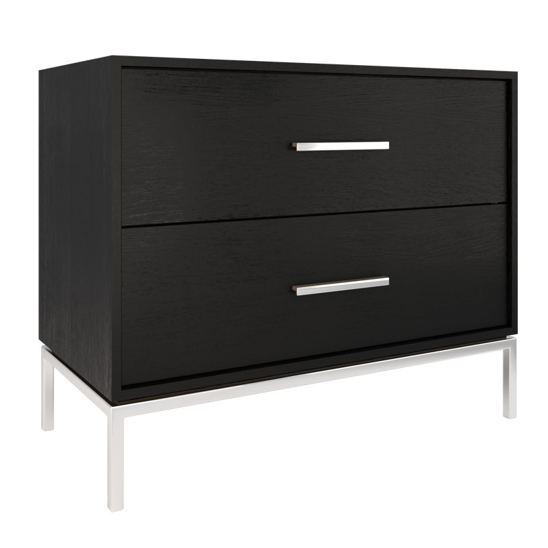 Rift White Oak Two-Drawer Single Bath Vanity, Classic Black, Polished Chrome, 42"