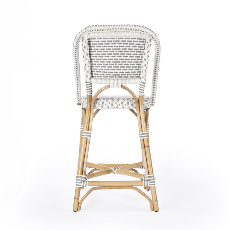 Solstice Rattan 25" Counter Stool, White/Gray Dot