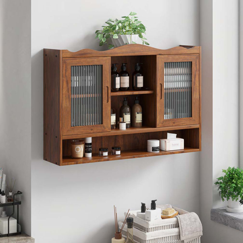 Armoire de rangement murale pour salle de bain, cuisine, salle à manger, Brun
