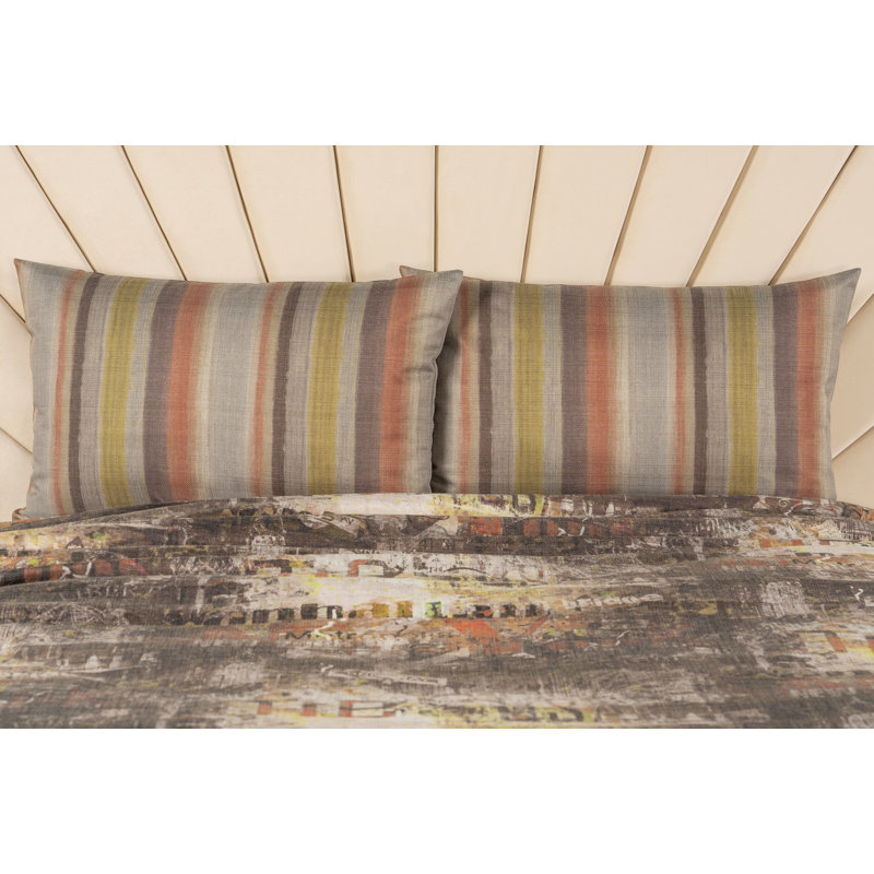 Ensemble de housse de couette Metropolitan Melon, Housse de couette grand + 2 grandes taies décorat