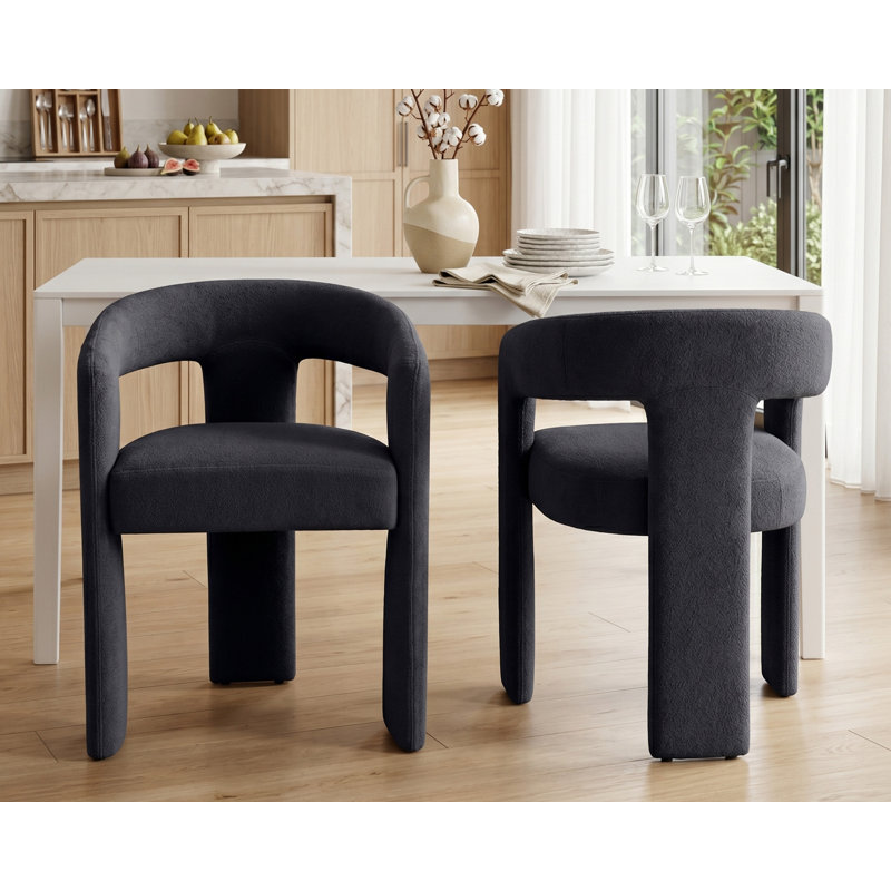Chaises de salle à manger rembourrées modernes pour la cuisine (ensemble de 2), Noir