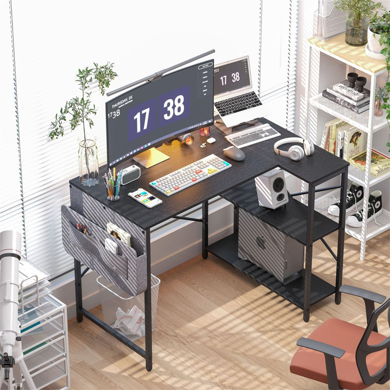 L-Shaped Metal Base Computer Desk