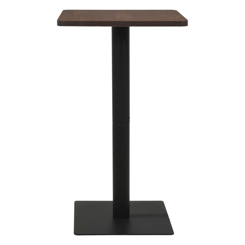 Table de bar vidaXL en frêne foncé et panneau de particules de mélamine noire, acier, H 42,1 po x L 27,6 po x l 27,6 po