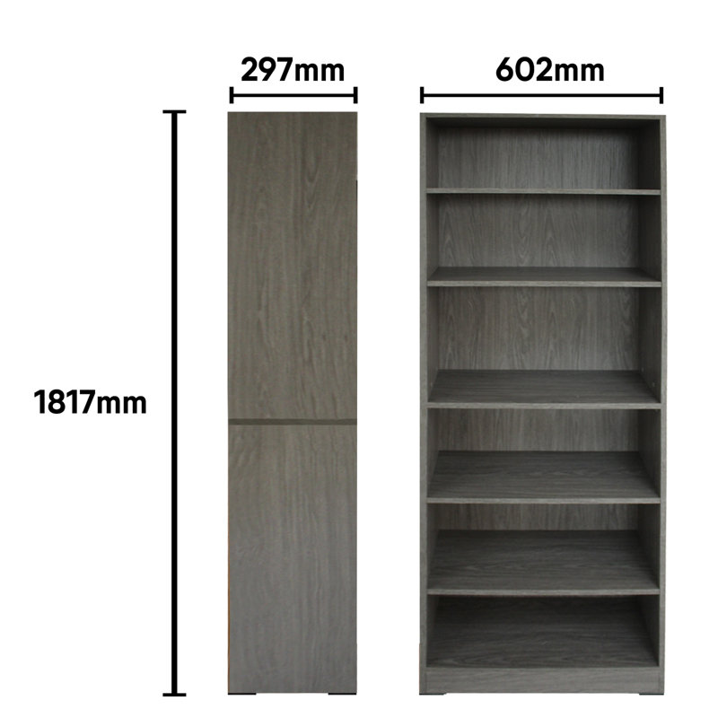 Troche 181.7cm H x 60.2cm W Bookcase, Graphite Oak