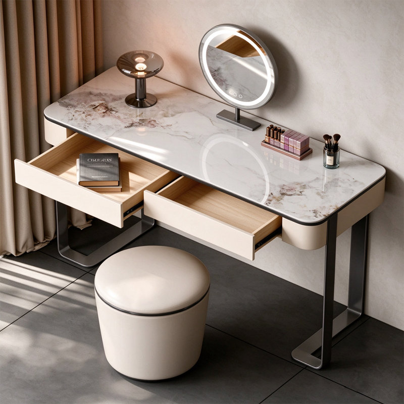 Coiffeuse 31,5 "avec miroir de maquillage, H 29,92 po x l 31,5 po x P 16,93 po