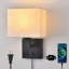 Applique murale de chevet pour chambre à coucher, applique murale à brancher - Interrupteur à intensité variable avec prise secteur et port de chargement USB, abat-jour en tissu, lampe murale noire pour salon, hôtel