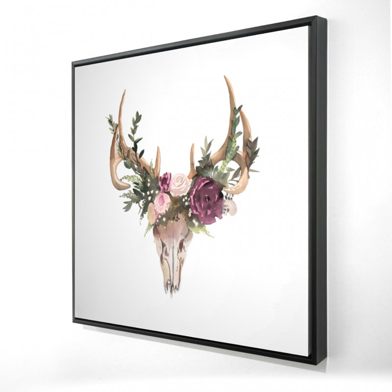 " Deer Skull With Flowers "