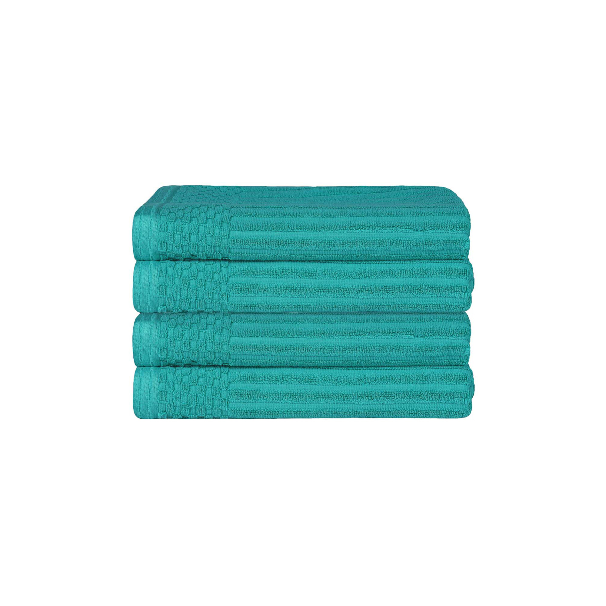 Ribbed Cotton Absorbent Heavyweight Bath Towel, Turquoise