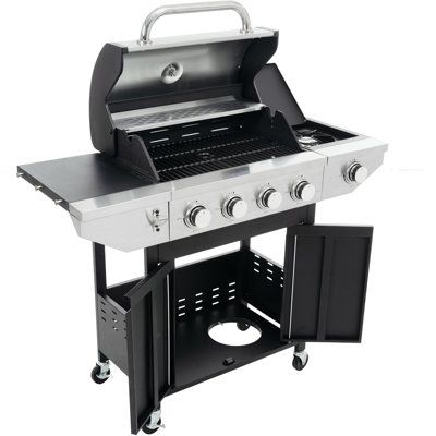 Barbecue au propane à 4 brûleurs avec brûleur latéral, 4 brûleurs, en acier inoxydable - 46 500 pour la cuisson en plein air