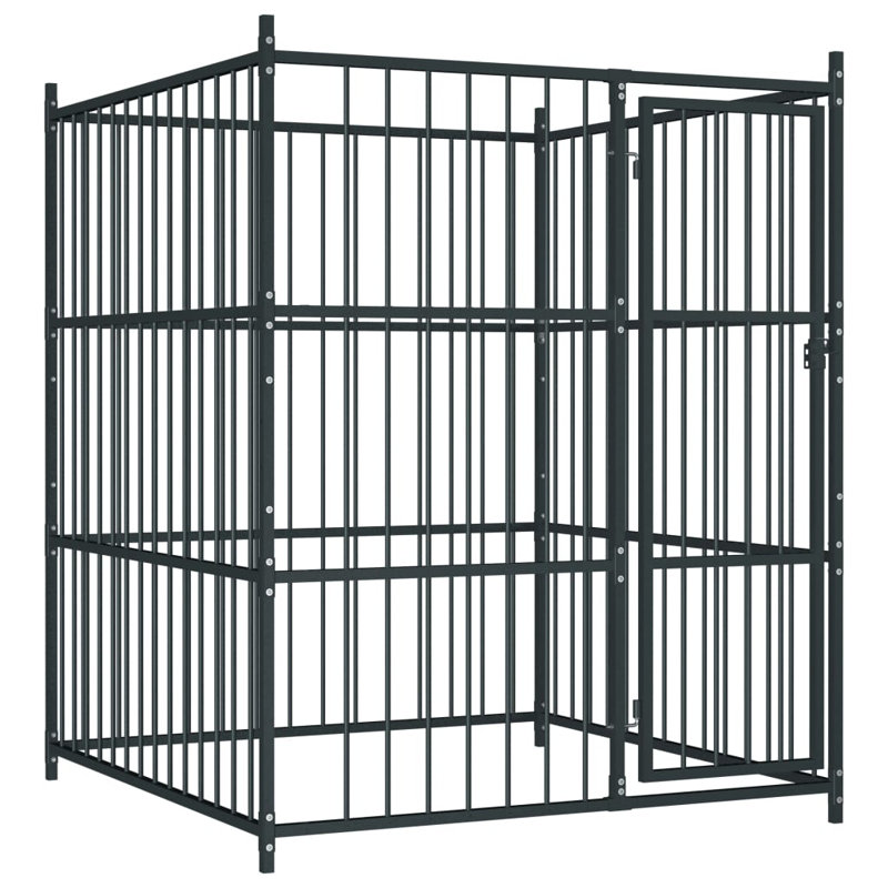 Mirfield Steel Kennel With Door, 185cm H x 150cm W x 150cm D
