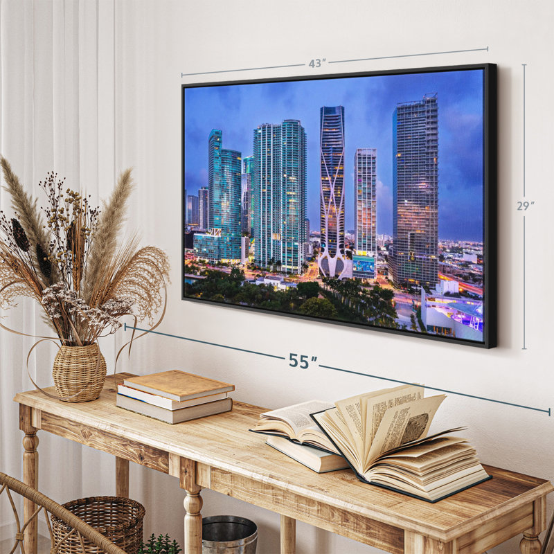 «Miami Downtown Skyline Aérien, art mural», H 29 po x l 43 po