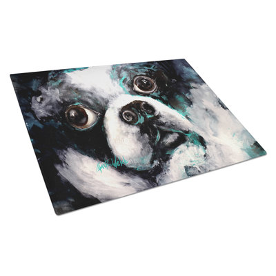 Boston Terrier Pretty Please Glass Cutting Board