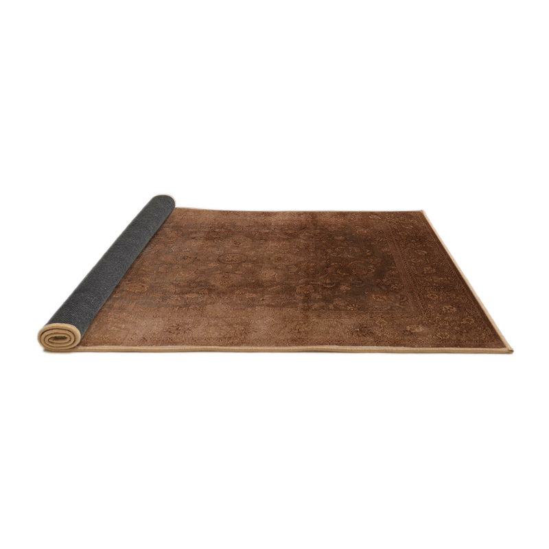 Tapis brun à motif oriental, Rond 8 pi