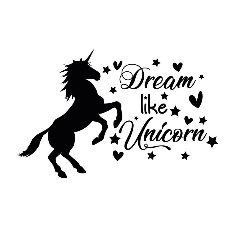 Adhésif décoratif licorne, Noir, H 33 po x l 50 po