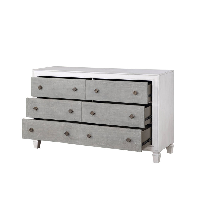 Commode Katia gris rustique et blanc vieilli