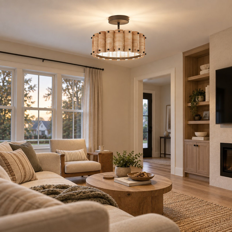 3-Light Farmhouse Boho Semi Flush Mount Ceiling Light