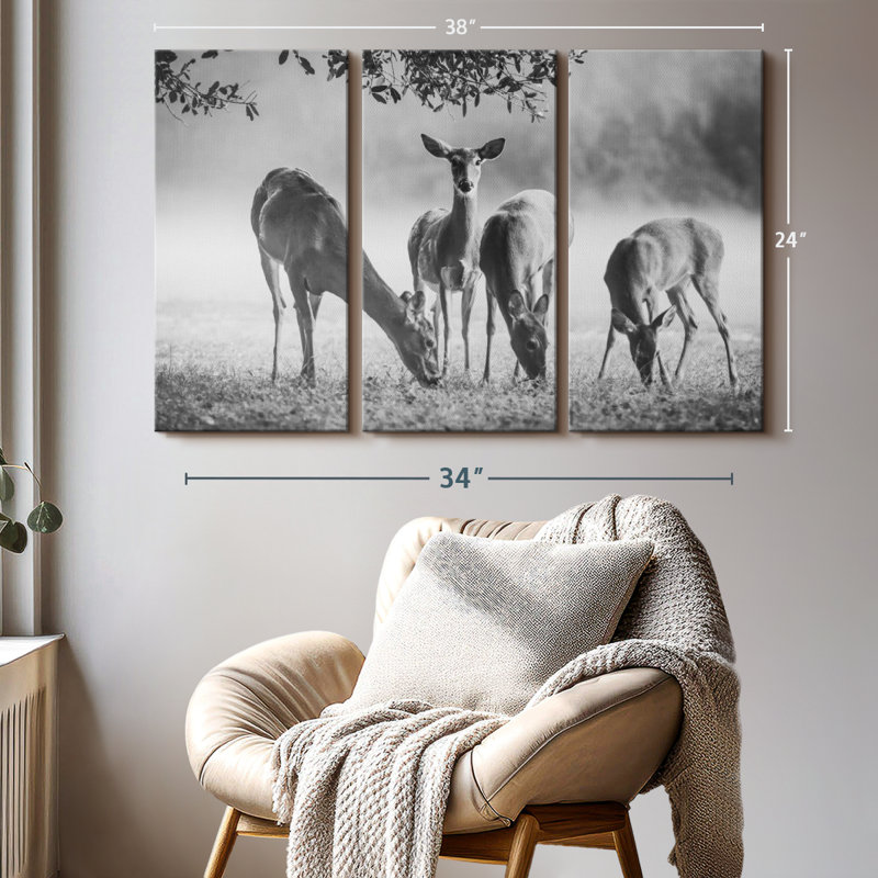 " Vigilant Grazing Deer " on, 24" H x 38" W