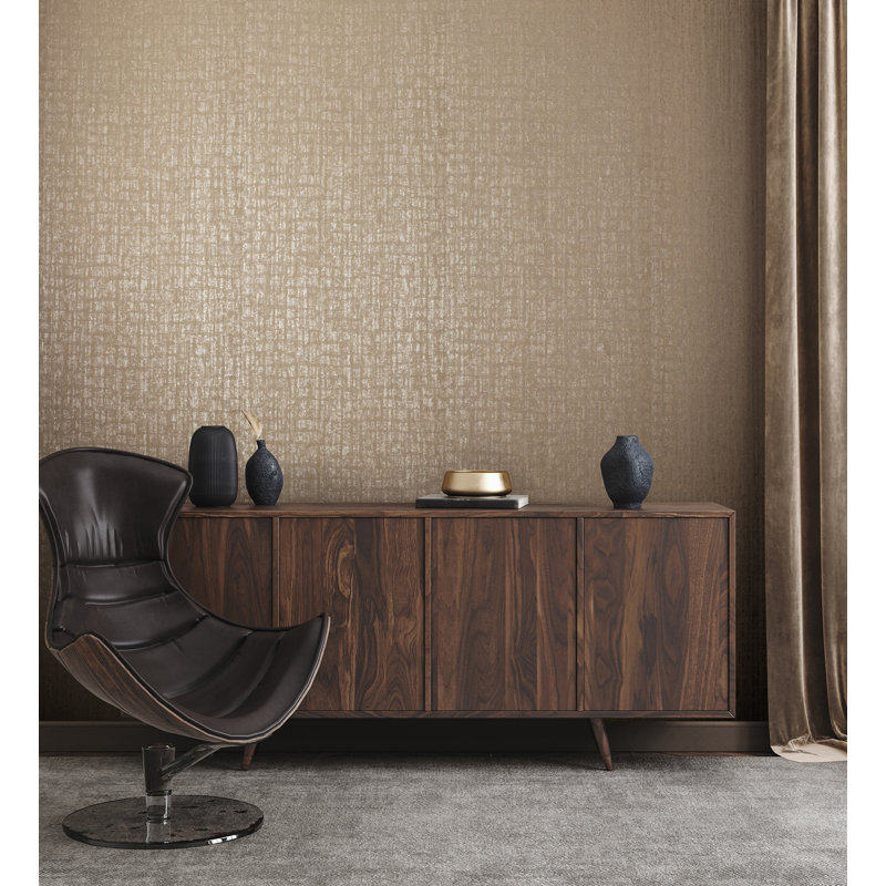 Adonea Zeus Textured Metallic 33' L x 21" W Wallpaper Roll, Taupe