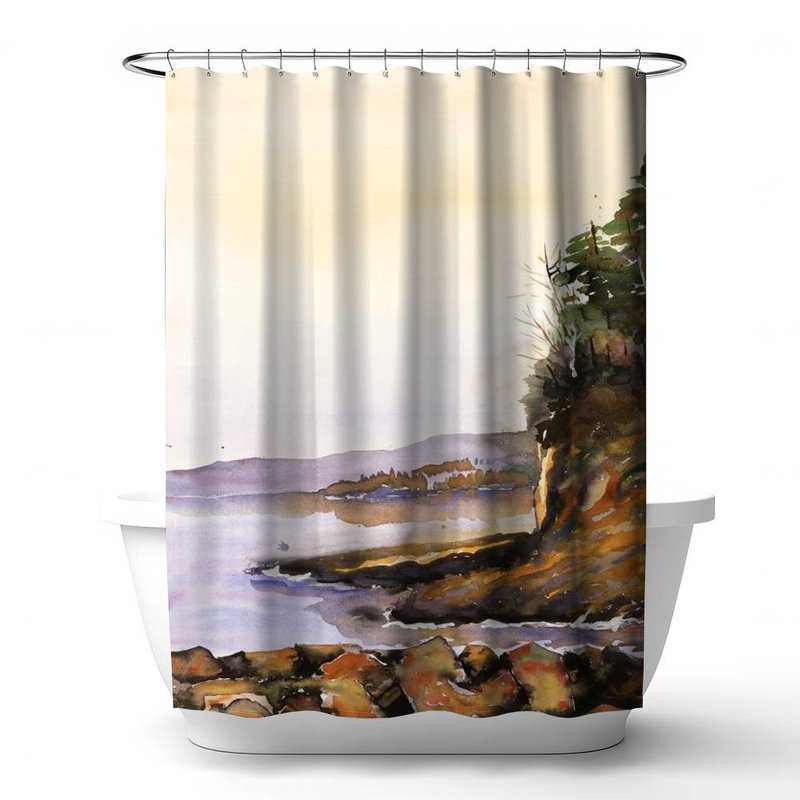 Shower Curtain LA154 – Polyester Shower Curtain, Dye Sublimation Print, 71" W × 74" L