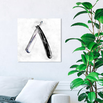 " Bath And Laundry Straight Razor 2, Traditional Black " by Oliver Gal