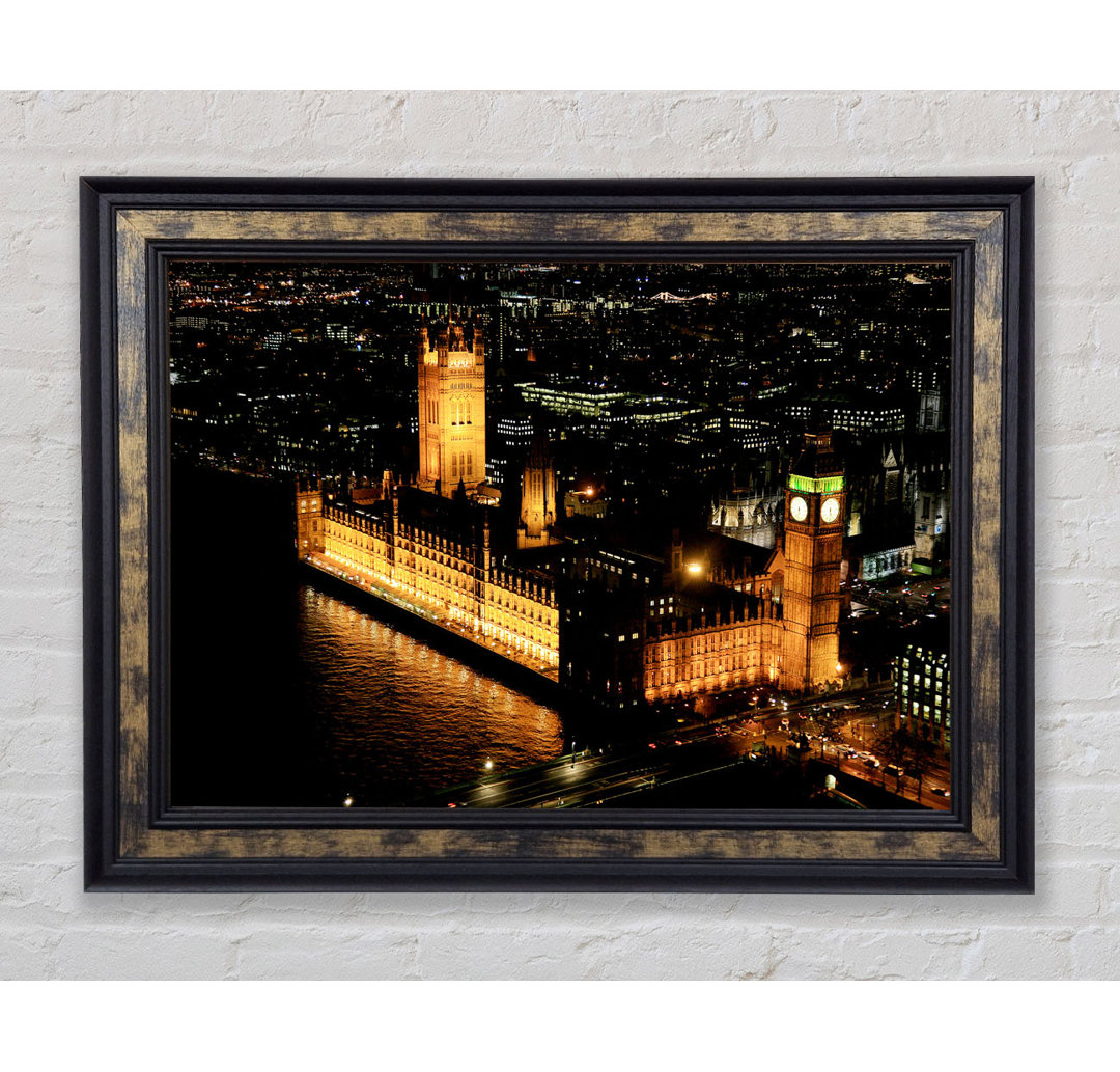 London Houses Of Parliament Ariel View - Drucken