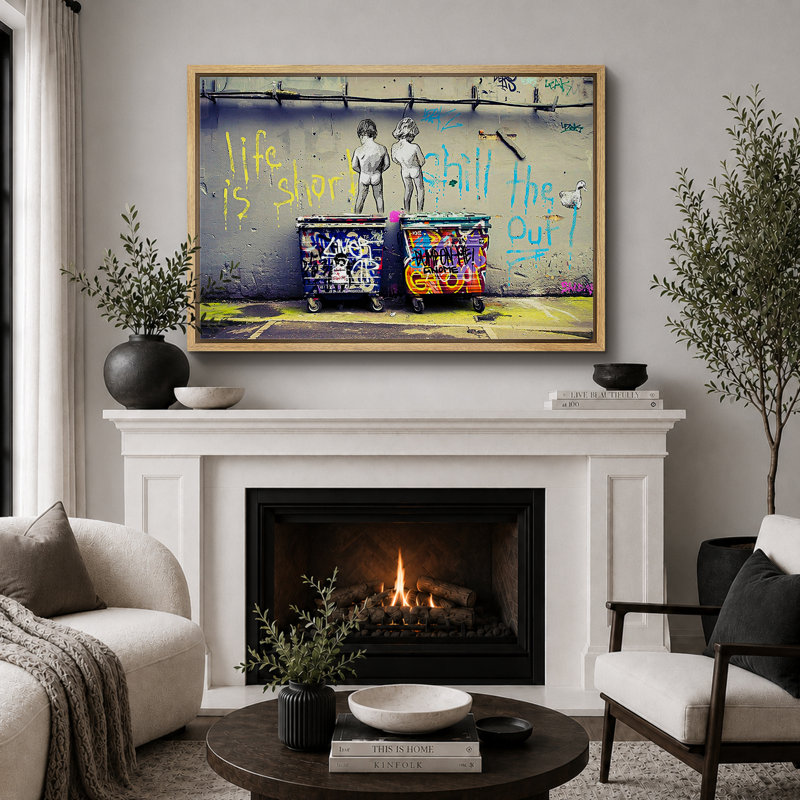 "Pop urbain", "Life is short, Chill The Duck Out Banksy", reproduction d'art sur toile, H 24 po x l 36 po, Natural