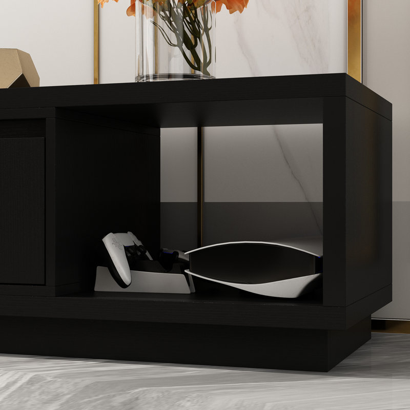 Melvene 3-Drawers Extendable Media Console, Black
